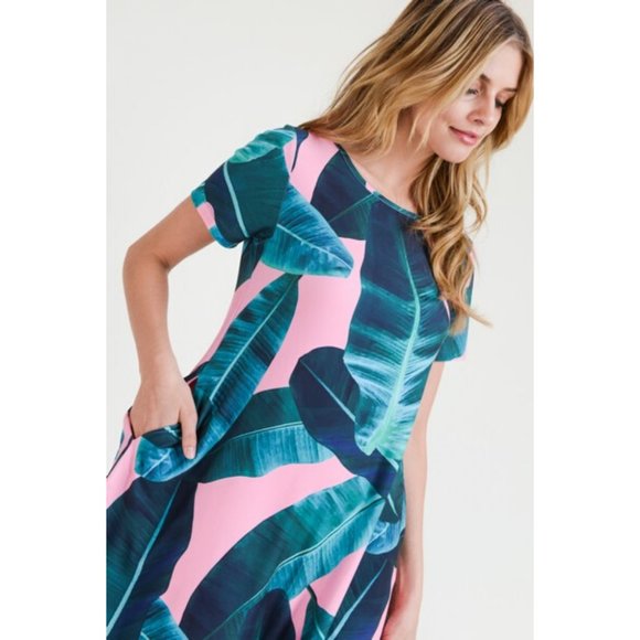 Women's Short Sleeve Summer Floral Soft Dress Pink - Picture 3 of 8